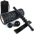 Black six-piece gear design fitness foam roller measuring 33cm length for muscle massage therapy