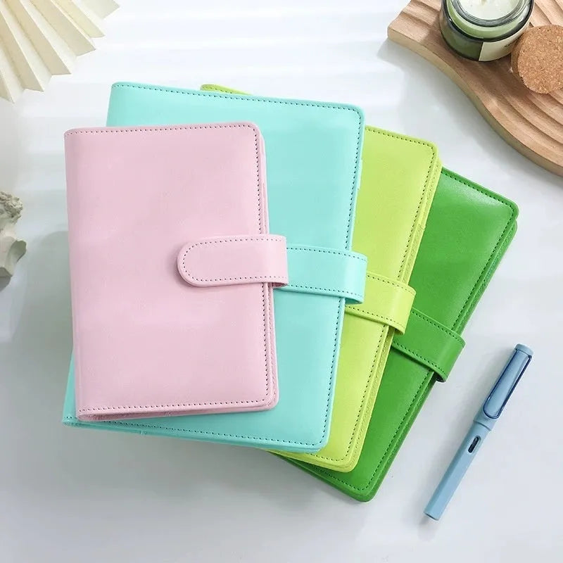 A5 solid colour PU leather notebook shell with zipper closure for loose-leaf binders