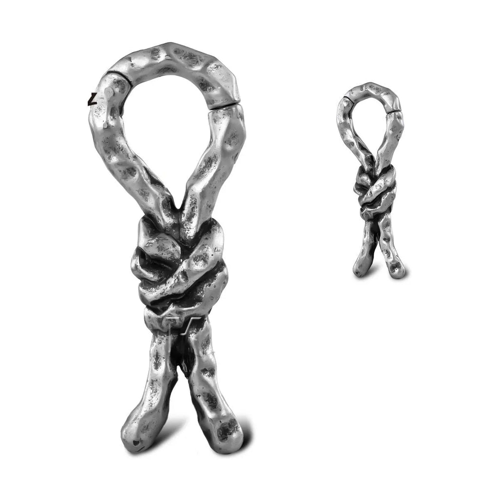 Close-up of 4mm copper bending and connecting earring for auricle piercing.