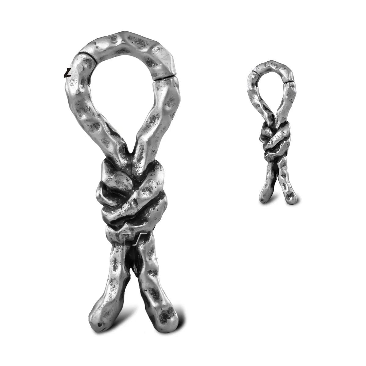 Close-up of 4mm copper bending and connecting earring for auricle piercing.