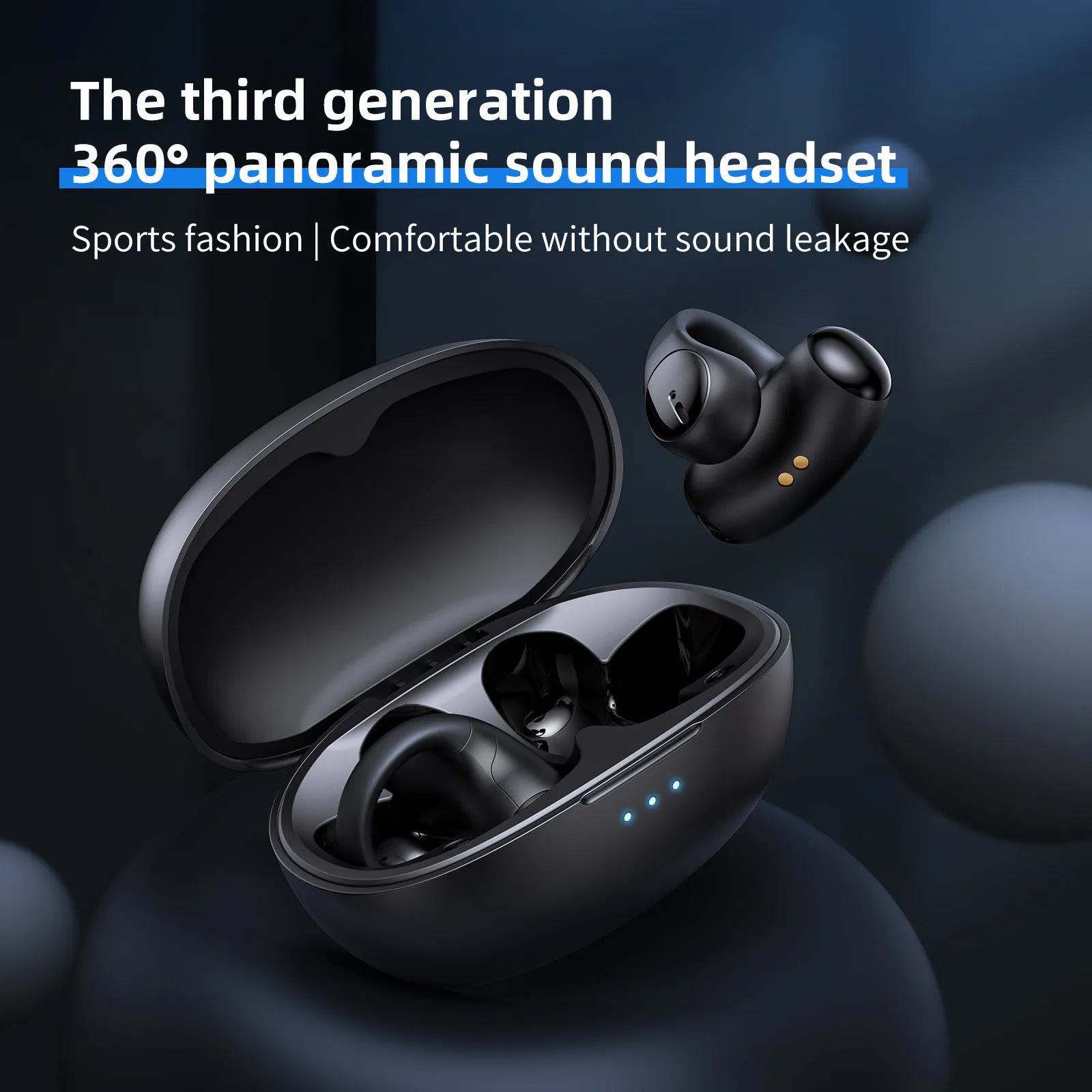 T306 Bluetooth wireless sports gaming headset with ear hook design in black colour
