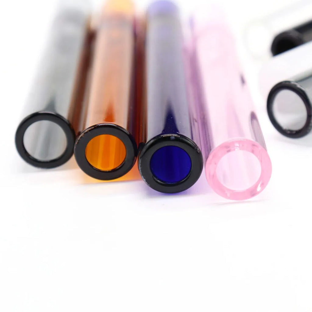 Clear glass telescopic smoking pipe with straight suction nozzle