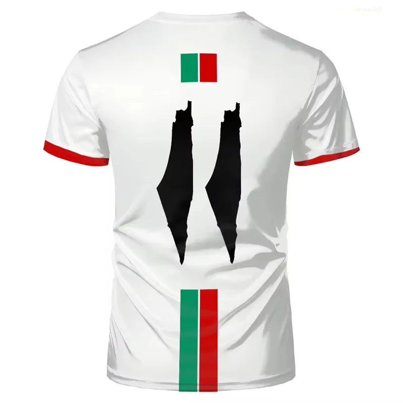 3D printed football t-shirt with stereo pattern design in black or white colours