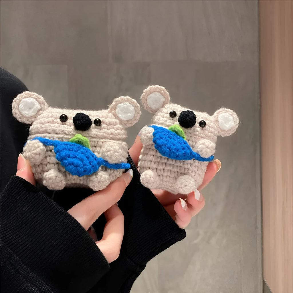 Handmade knitted koala bear backpack AirPods protective sleeve for Apple AirPods models