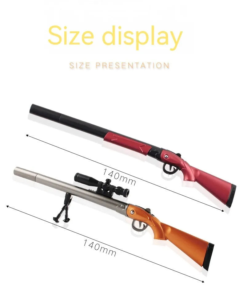 Plastic gel pen shaped like a Marvel 98K sniper rifle, 140mm long with 0.5mm black ink.