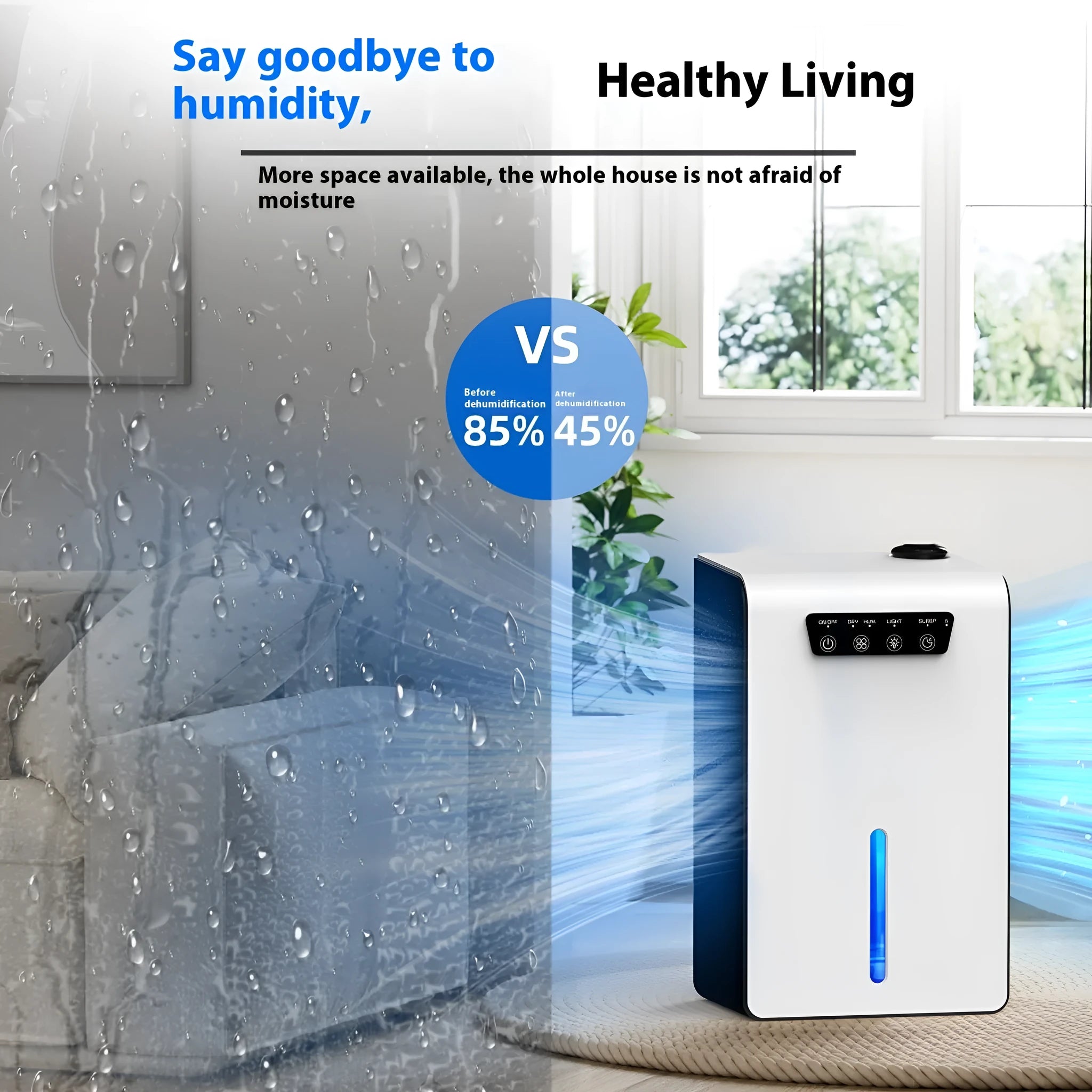 Milky white compact household dehumidifier for small spaces and bedrooms