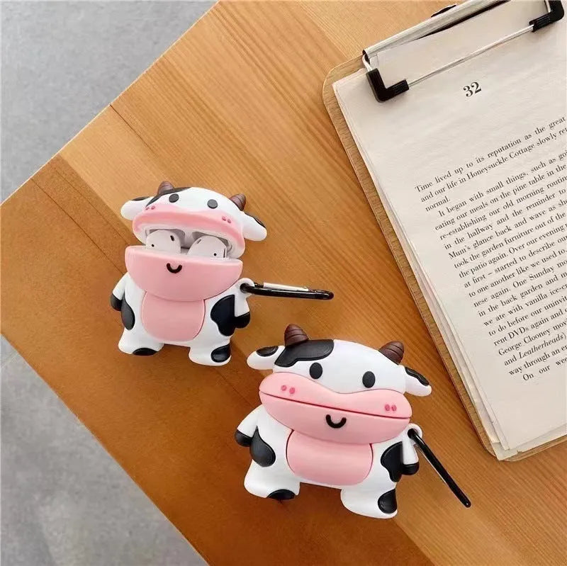 Cute cow cartoon silicone protective case for Apple AirPods charging case