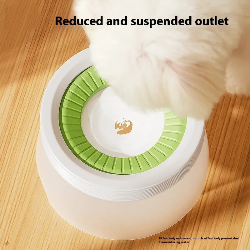 Green pet suspension drinking bowl with non-wet mouth design for dogs and cats
