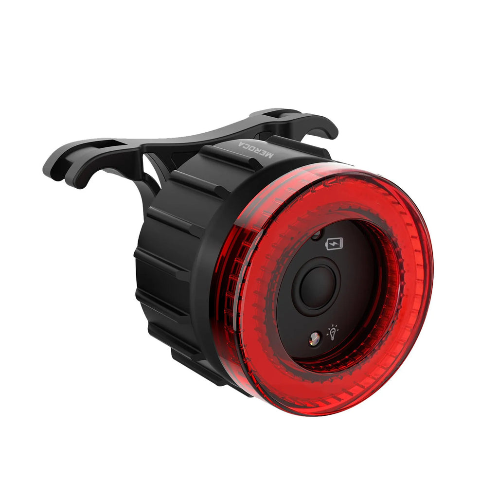 Black intelligent induction brake taillight for bicycles with aluminium alloy casing and mounting brackets