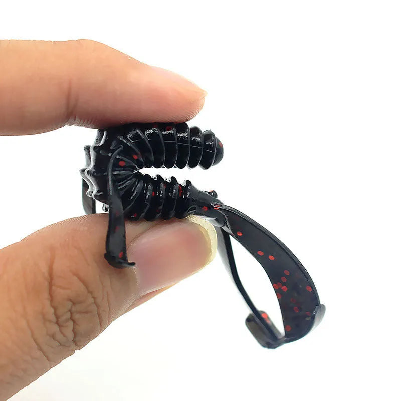 PVC soft bait fishing lure on a hook showing one of twelve colour options, with 8cm and 12cm sizes available.