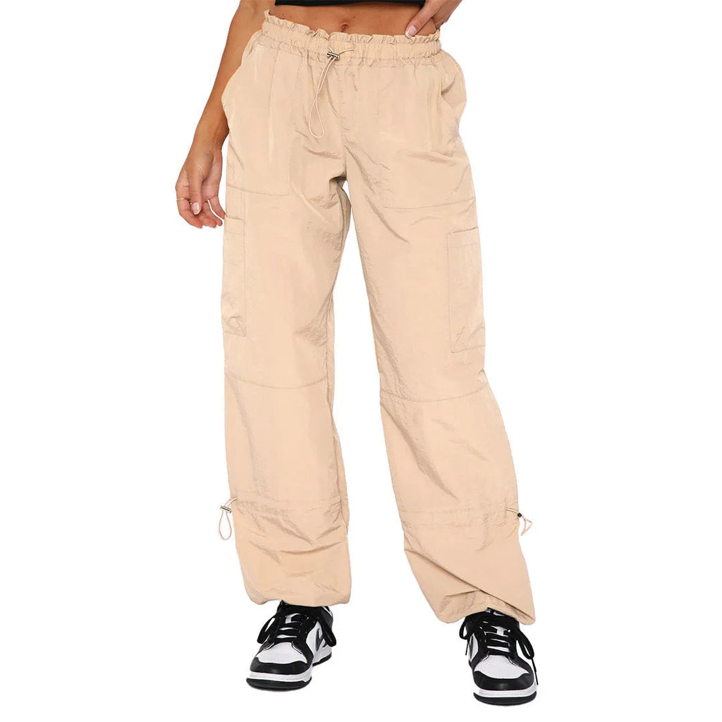 Straight leg cargo casual pants in multiple colours showing loose fit and cargo pockets