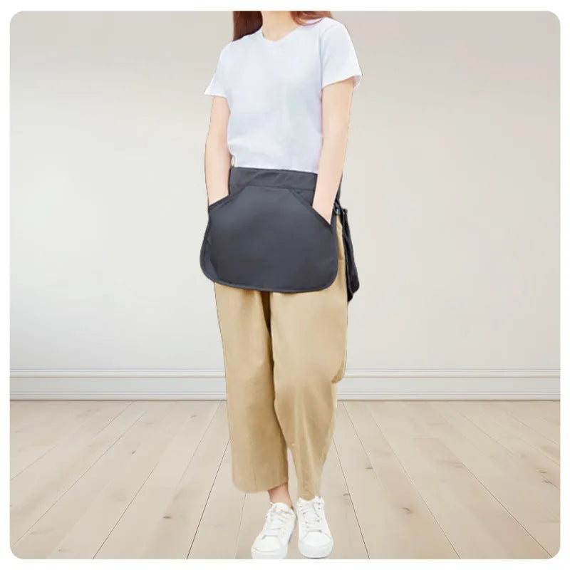 Men's solid colour polyester waist bag with multiple pockets in army green