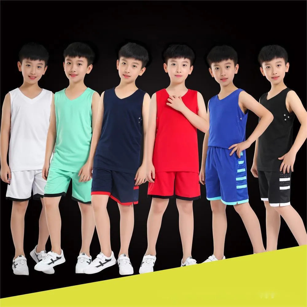 Black and white polyester basketball sports vest and matching pants for unisex training