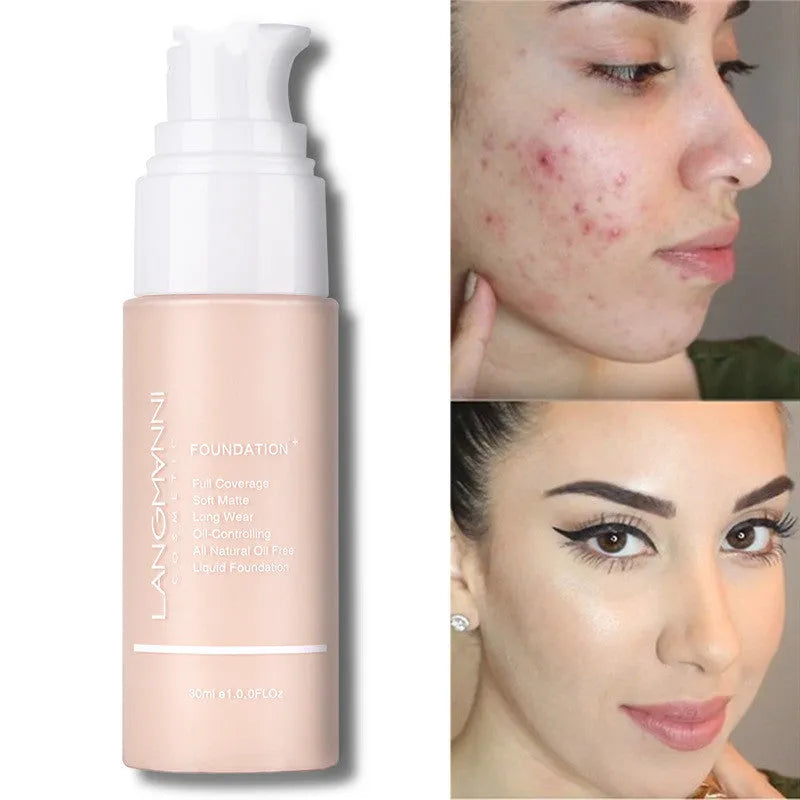 Liquid foundation oil control concealer in a squeeze tube with colour swatches showing 13 shade options