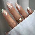 Golden Lines plaid pattern nail stickers in JF0518 colour on plastic wearable armour base.