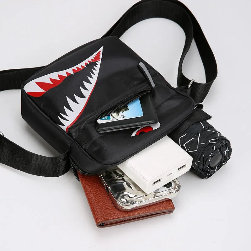 Men's small casual shoulder crossbody bag in Oxford cloth with animal pattern print