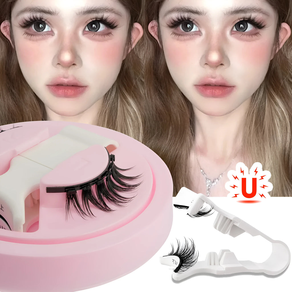 Reusable waterproof false eyelashes with glue-free application in artificial fibre