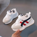 Children's white Velcro sneakers with synthetic leather upper and rubber sole