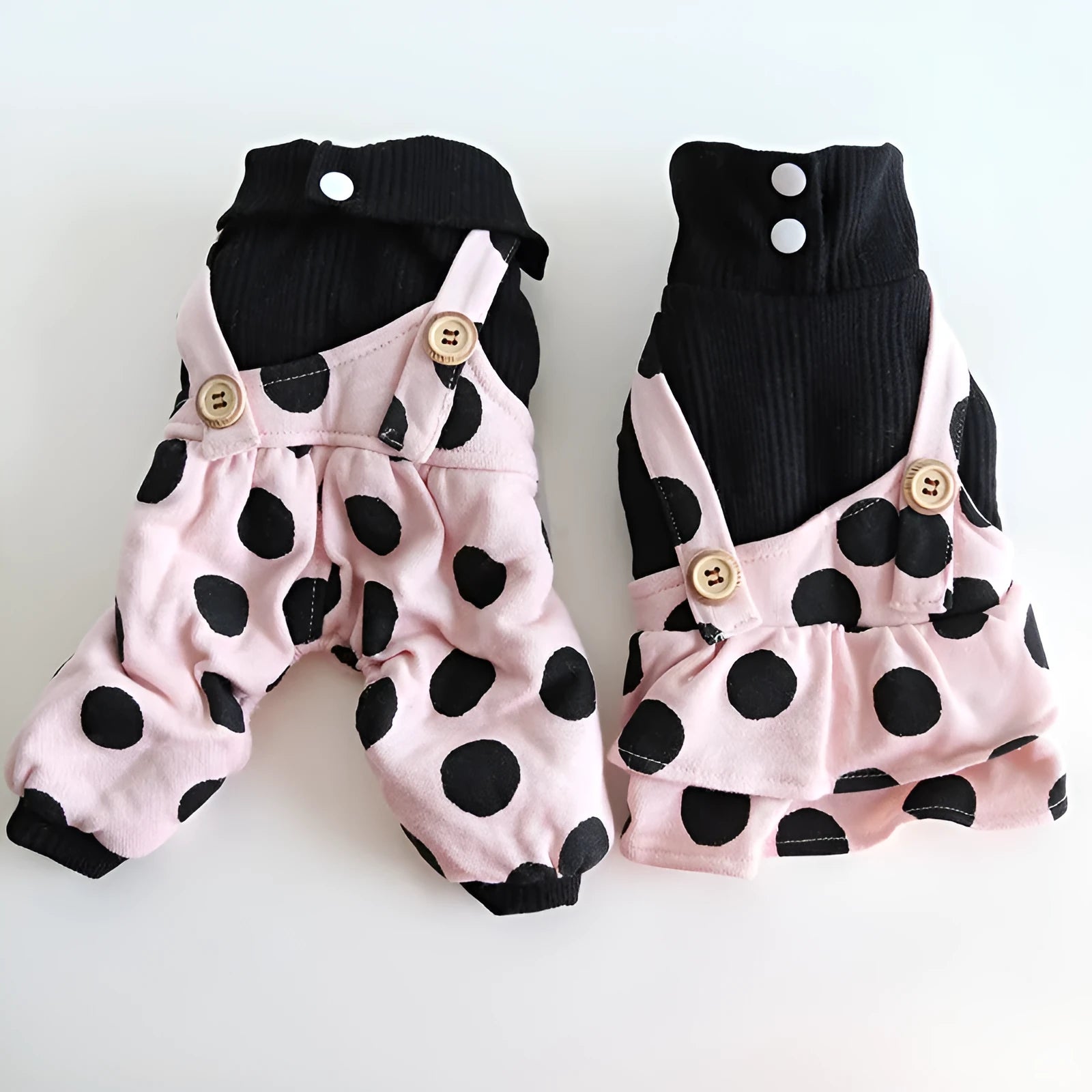 Pet couple clothing set with lapel collar and shoulder strap designs for dogs