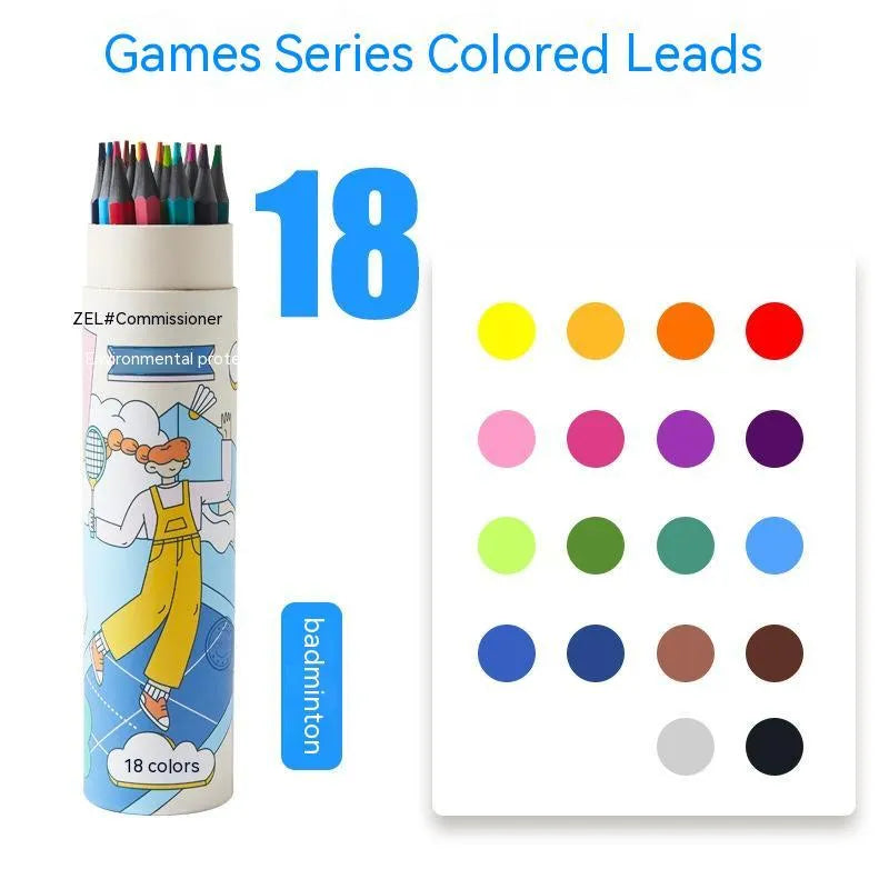 Zhenglin Sports Series colour pencils showing paper barrel construction and multiple colour options