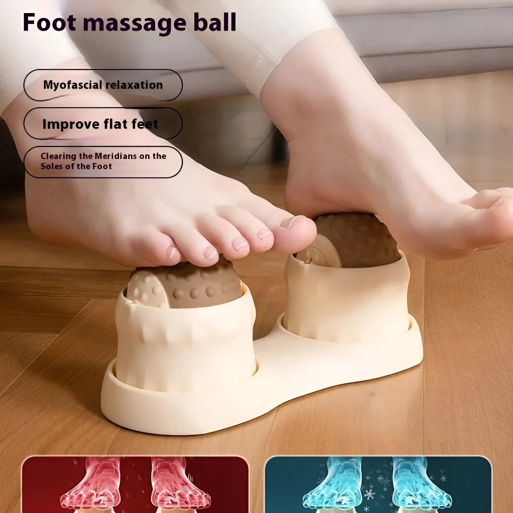 Massage ball set with cold and hot compress functionality for foot massage and muscle relaxation therapy