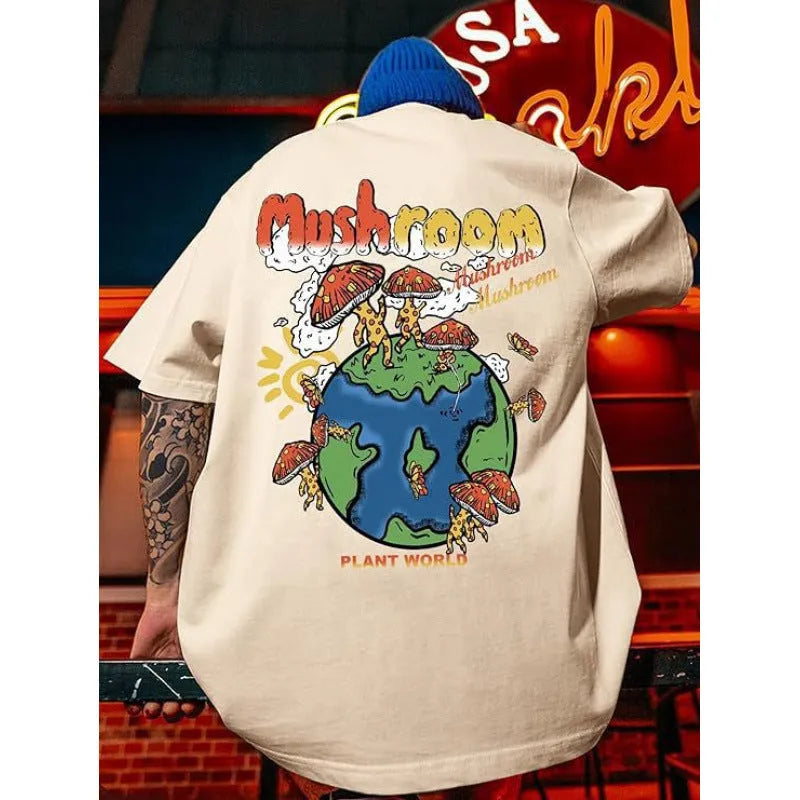 Men's printed street sports T-shirt with digital pattern on polyester fabric