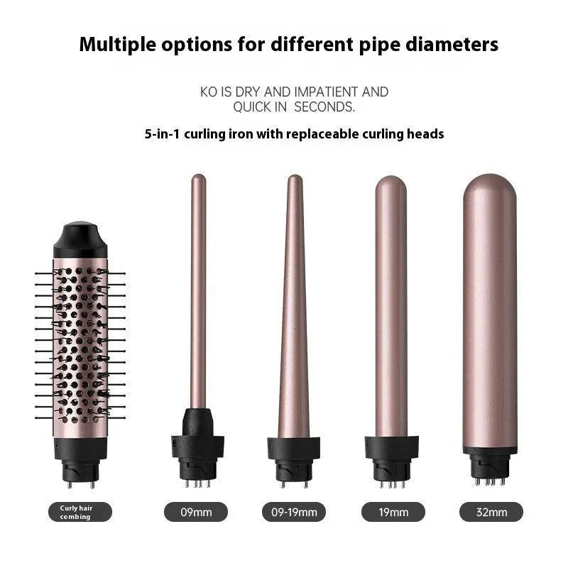 Automatic large wave hair curler in rose gold or black with ABS construction and headband accessories