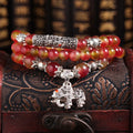 Handmade watermelon crystal bracelet with Chinese knot and geometric beads