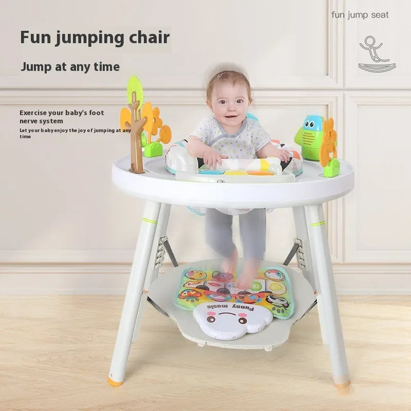 Three-in-one baby jumping chair with bouncing rack and interactive development toys