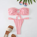 Women's floral printed ring bikini swimsuit with a sleeveless tube top and backless briefs.