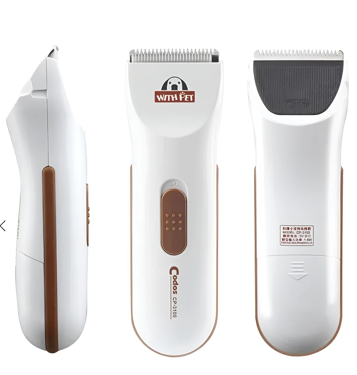 White pet grooming electric clipper with ceramic blade for dog and cat hair removal