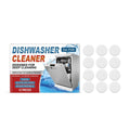 A pack of 12 household dishwasher cleaning tablets for appliance maintenance.