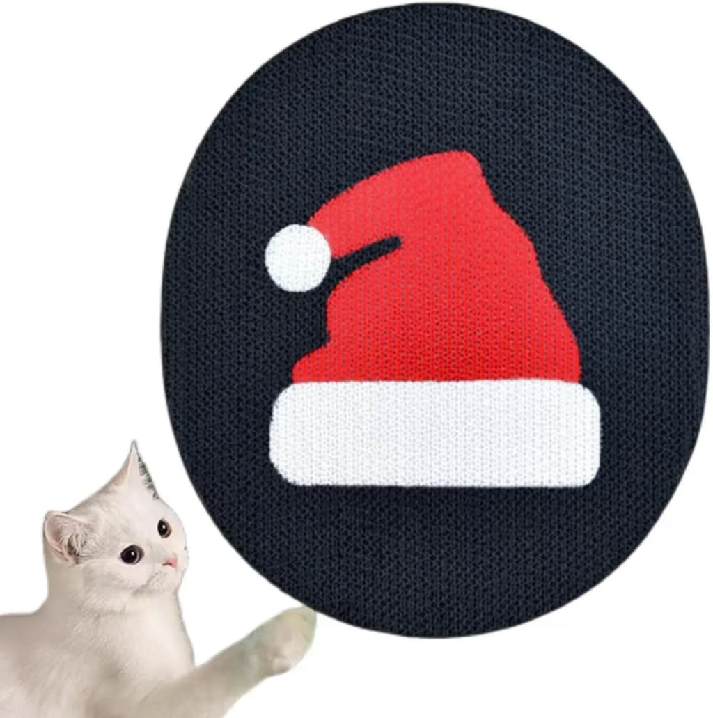Wall mounted vertical cat scratcher cardboard pad on a wall.