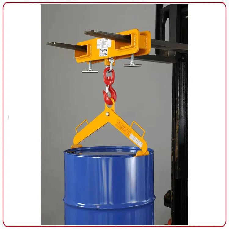 Rotatable drum crane locking hook for forklift with safety locking device
