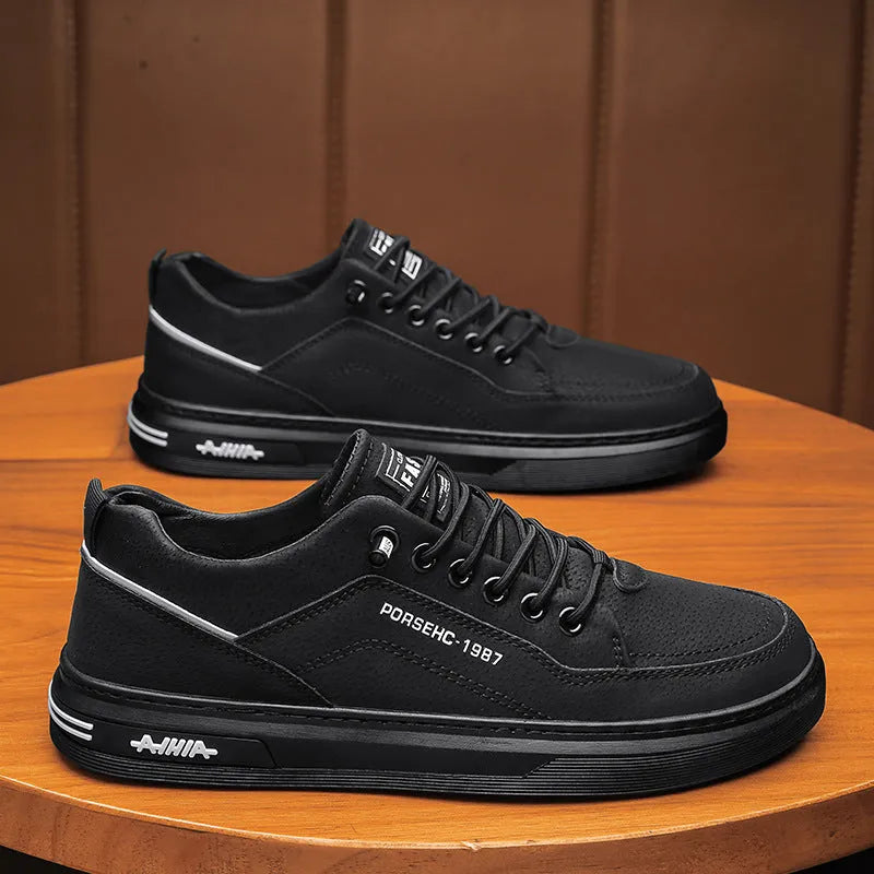 Men's low-top casual shoes in khaki with rubber soles and round-toe design for work and leisure