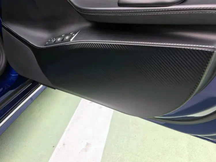 Carbon fibre protective film for Tesla Model S door controls in 4-piece set