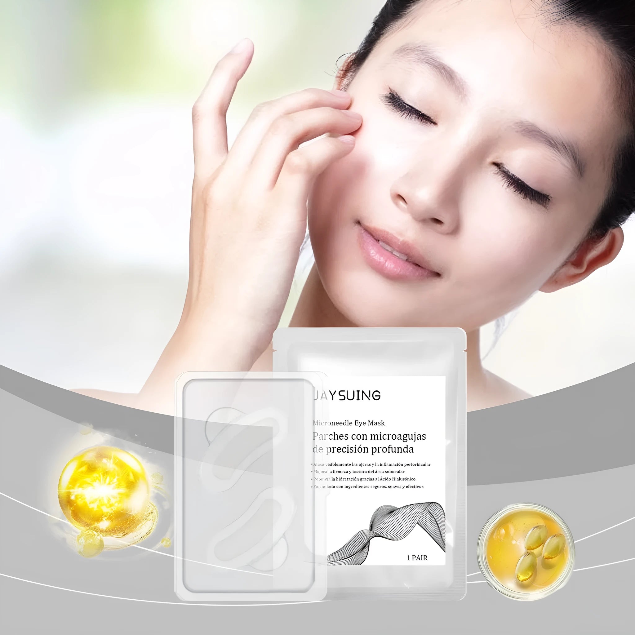 One pair of micro needle eye mask patches for skincare application