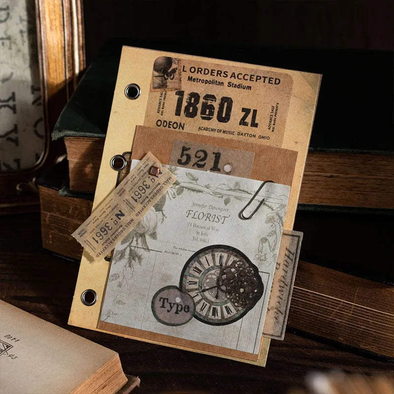 Retro double-layer English letter notebook with decorative card in one of six colour theme options.