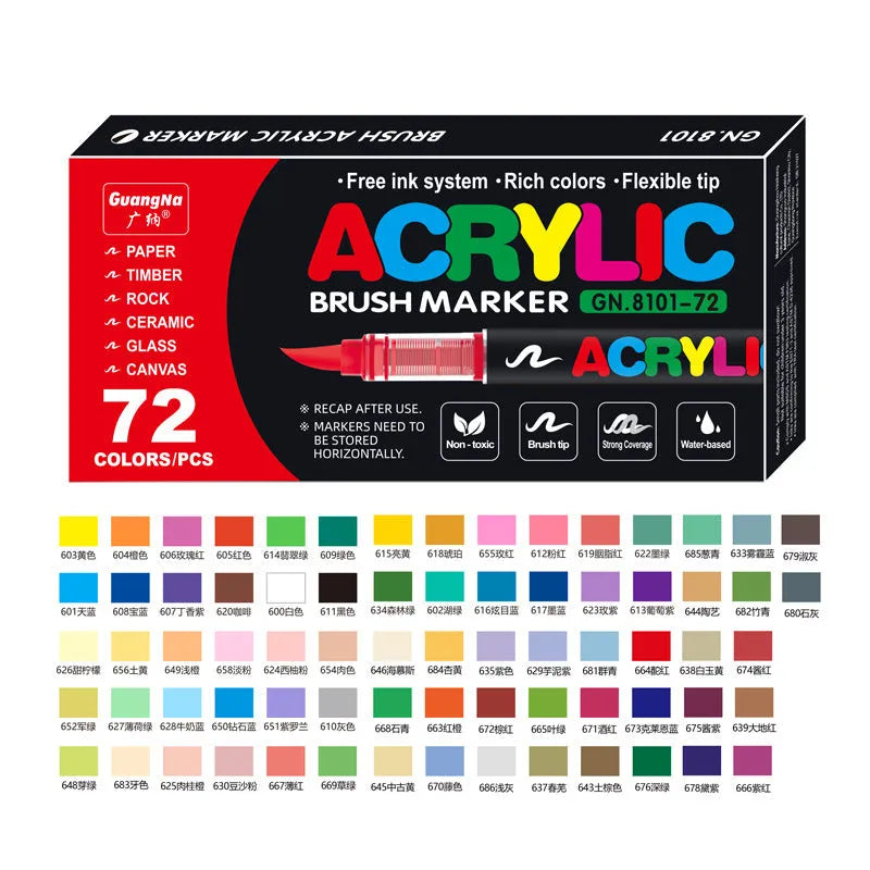 Straight acrylic marker pens with soft tips for art painting and graffiti in multiple colour sets