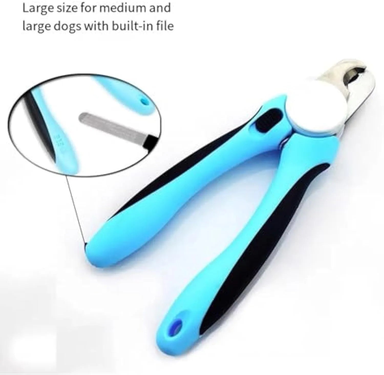 Blue heavy duty dog nail clippers with safety guard for large breed thick nails