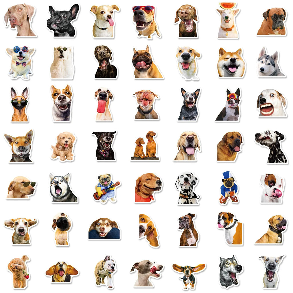Pack of 100 Nordic style stickers with realistic dog facial expressions