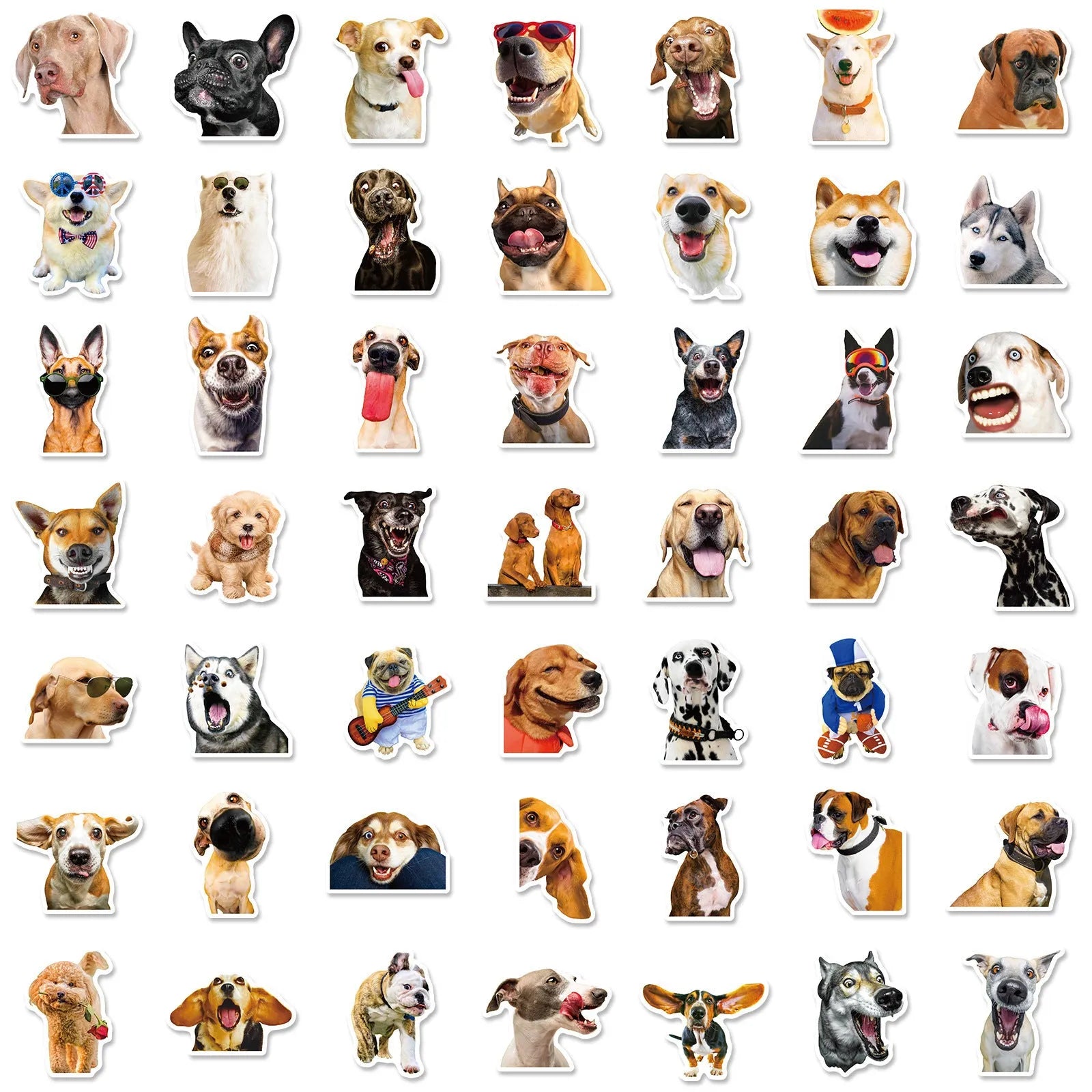 Pack of 100 Nordic style stickers with realistic dog facial expressions