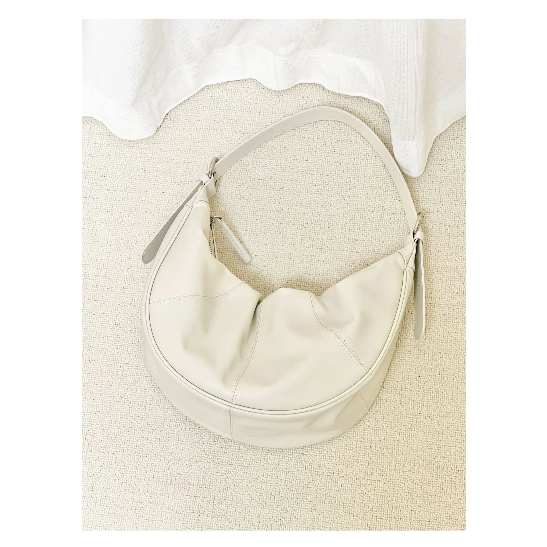 Women's first layer cowhide leather dumpling shape shoulder bag in black, pink, silver or white colours