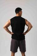 Korean style cotton fitness vest with hidden hook design in black colour