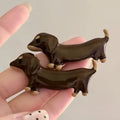 Dachshund dog design hair barrettes with electroplated metallic finish