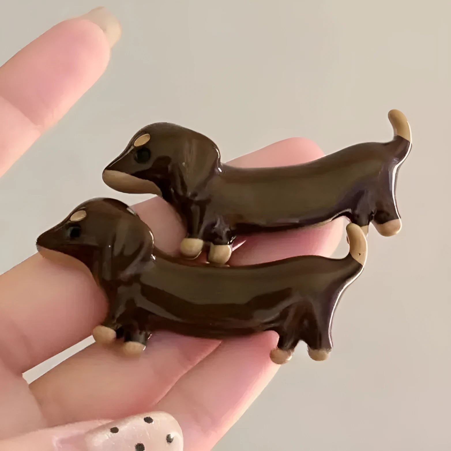 Dachshund dog design hair barrettes with electroplated metallic finish