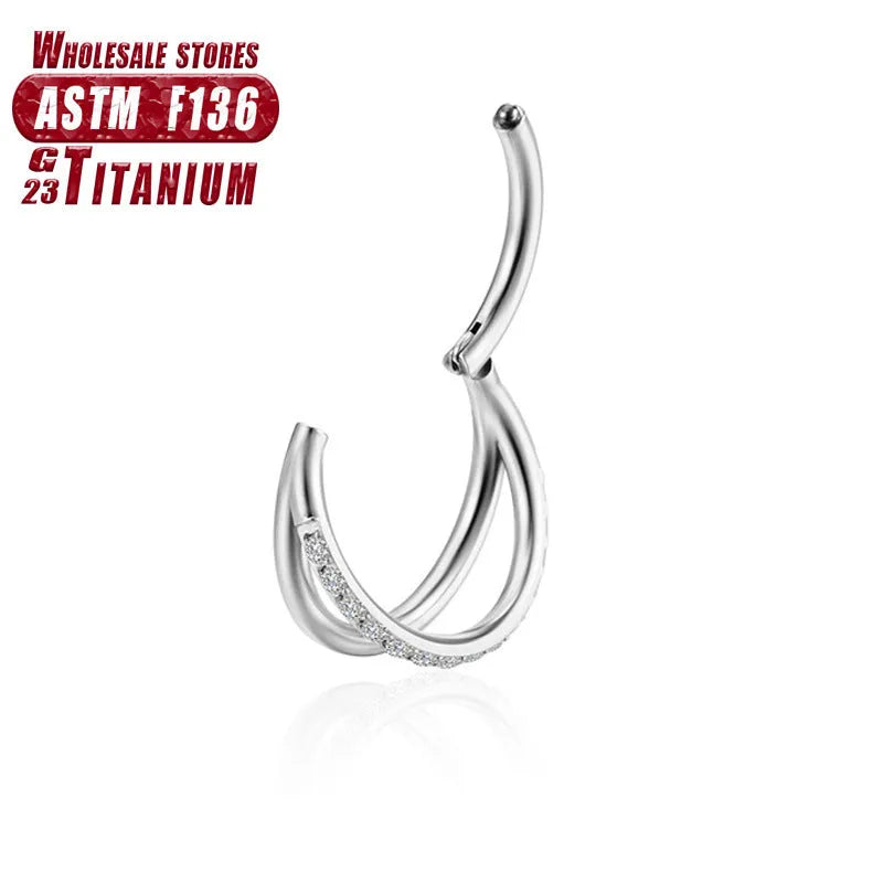 Titanium alloy nose ring body jewellery in silver, available in multiple lengths from 6mm to 12mm.