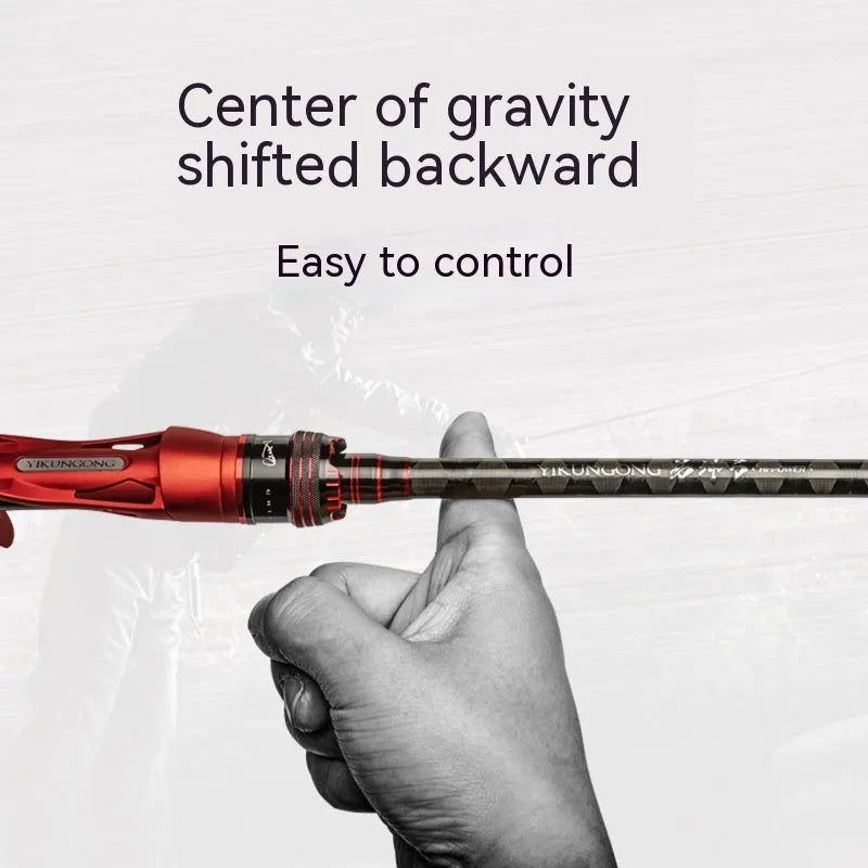 Carbon ultralight fishing rod showing straight handle and pikestaff handle options for lure spinning.