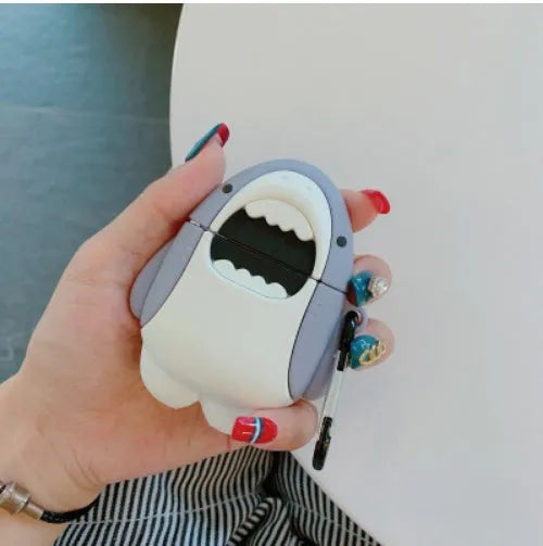 Silicone protective cover for AirPods 1 and 2 charging case with shark design