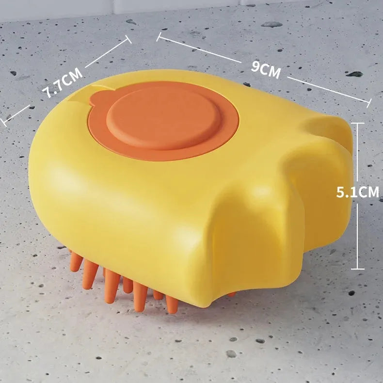 Blue silicone pet bath brush with built-in shampoo box for dogs and cats